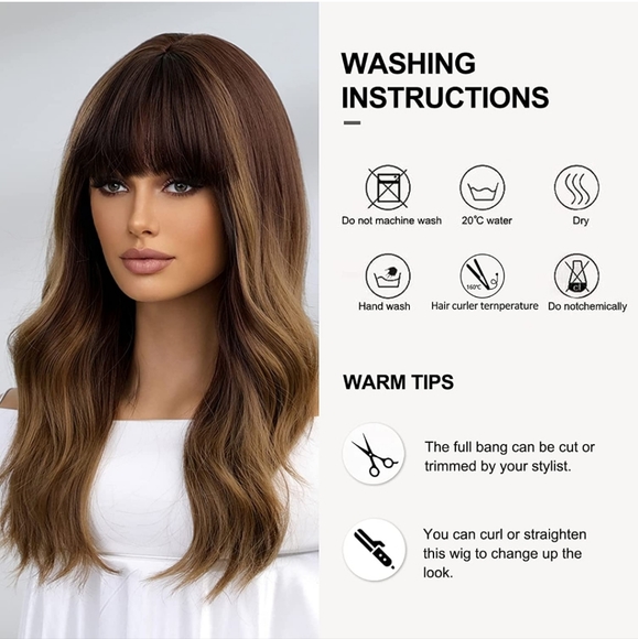 20 Inches Long Nature Curly Ombre Brown Wig - Picture 6 of 7